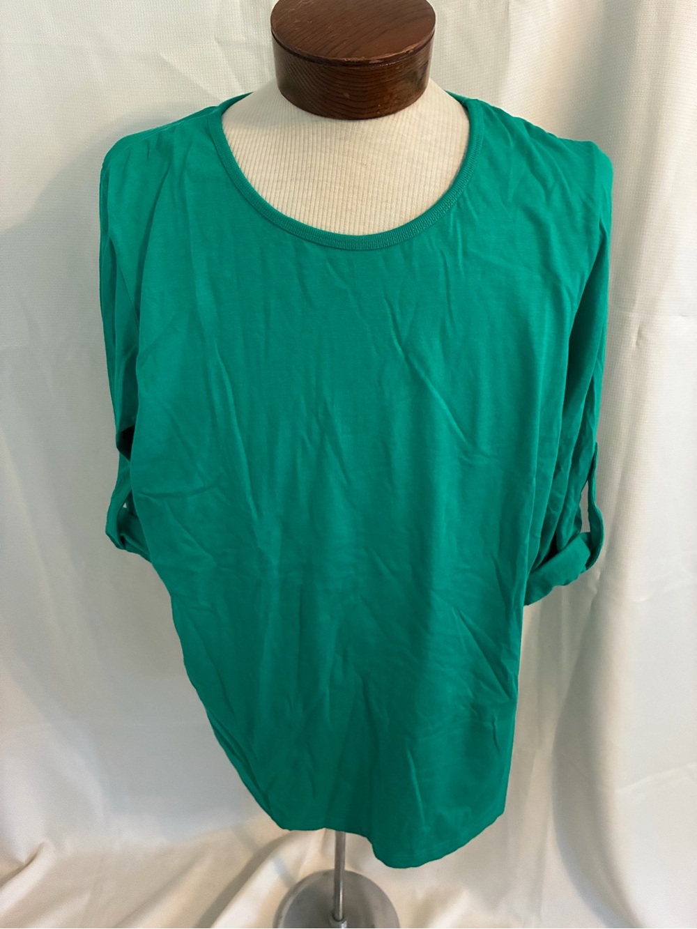 Only Necessities Teal Roll-Tab Short Sleeve Top